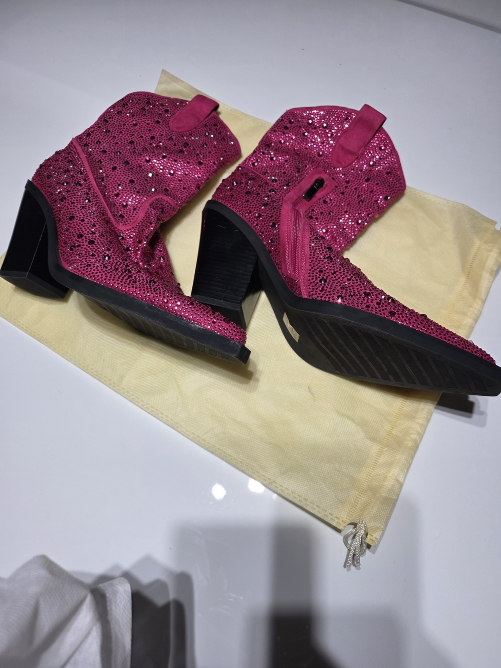 Embellished Hot Pink Western Ankle Booties